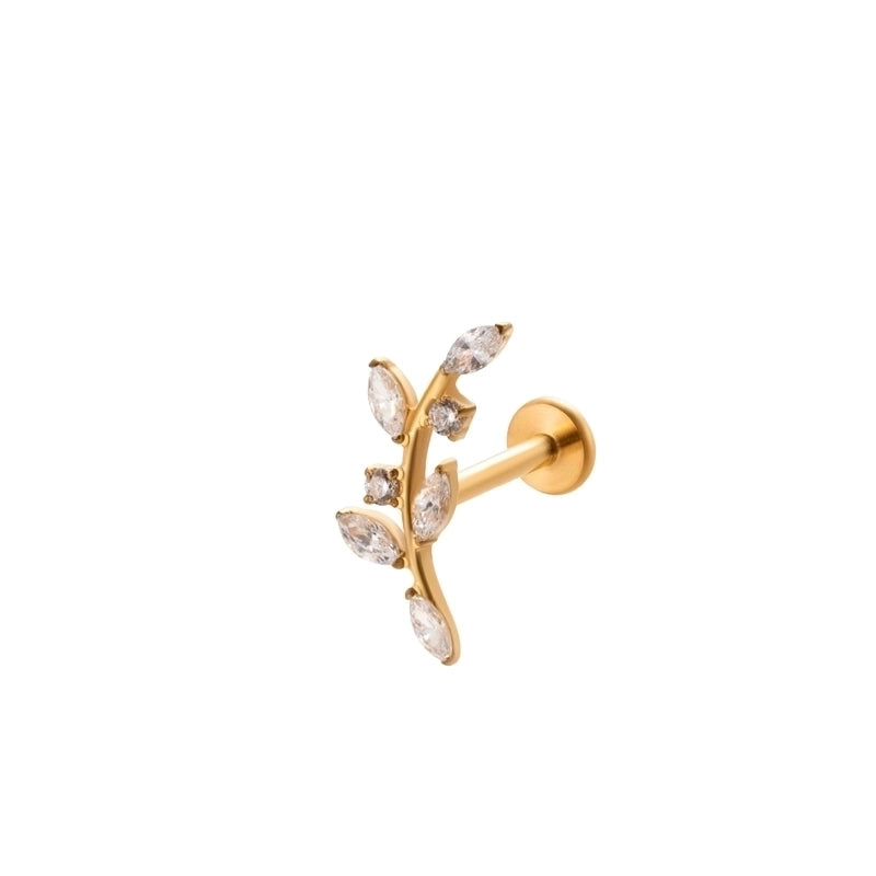 1 Piece Ear Cartilage Rings & Studs IG Style Vintage Style Leaves Heart Shape Bee Pure Titanium Plating Inlay Zircon
