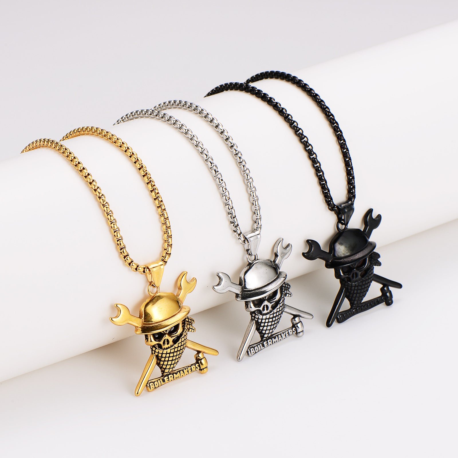 Aml Stainless Steel All-Match Skull Pirate Hat Pendant Necklace For Men And Women Hip-Hop Personality