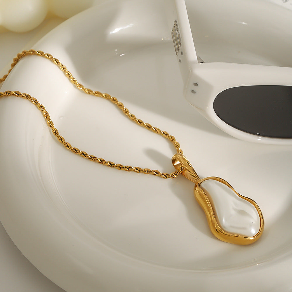 Stainless Steel Pearl Necklace Female Niche Clavicle Chain Titanium Steel Necklace