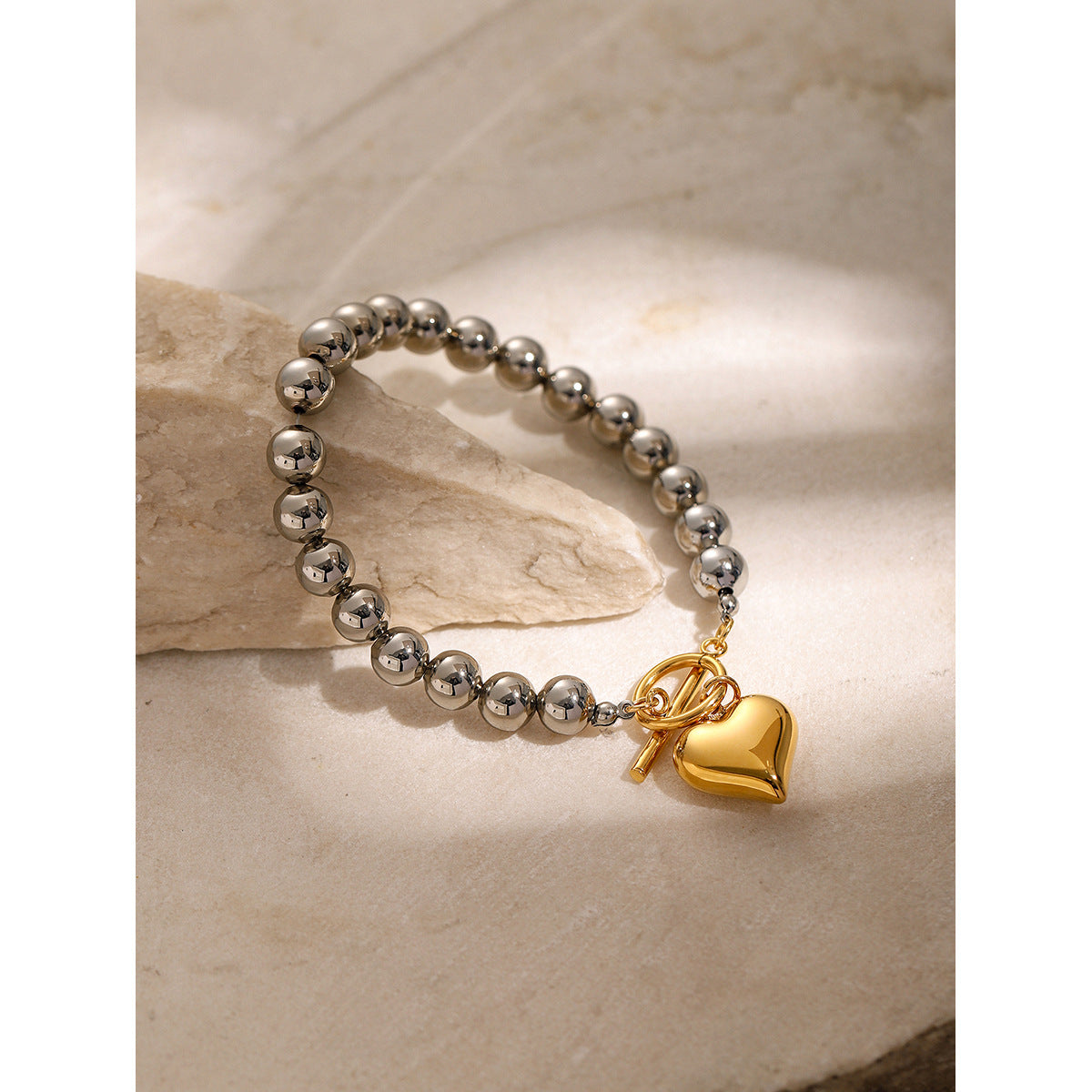 Unisex IG Style Heart Stainless Steel 18K Gold Plated Bracelets