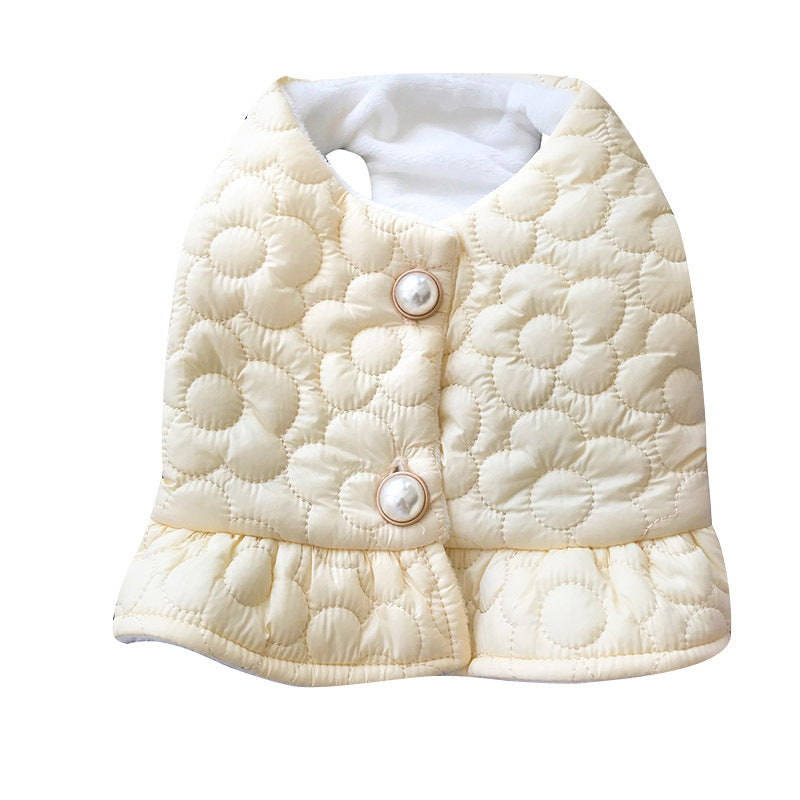 Flower Pearl Warm Dog Cat Short Jacket