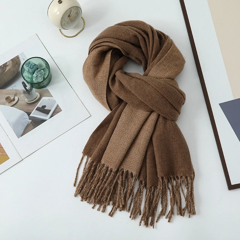 Cashmere Scarf Women's Winter Hot Imitation Cashmere Scarf Men's Shawl  Thickened Double-sided Wool Scarf