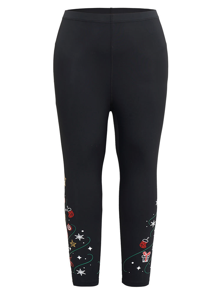 Christmas Print High Rise Skinny Leggings