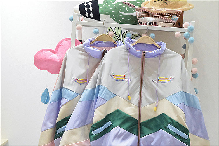 Pastel stitching jacket KF9335