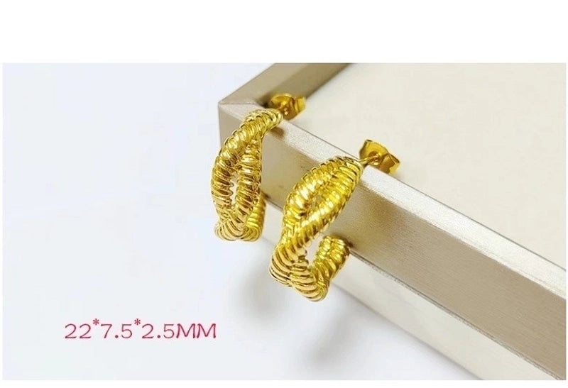 1 Pair Minimalist C Shape Plating Titanium Steel Ear Studs