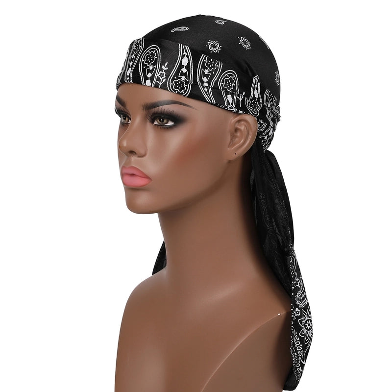 Explosions Amoeba Imitation Silk Long Tail Pirate Hat Baotou Hat Hip Hop Cloak Hat DURAG