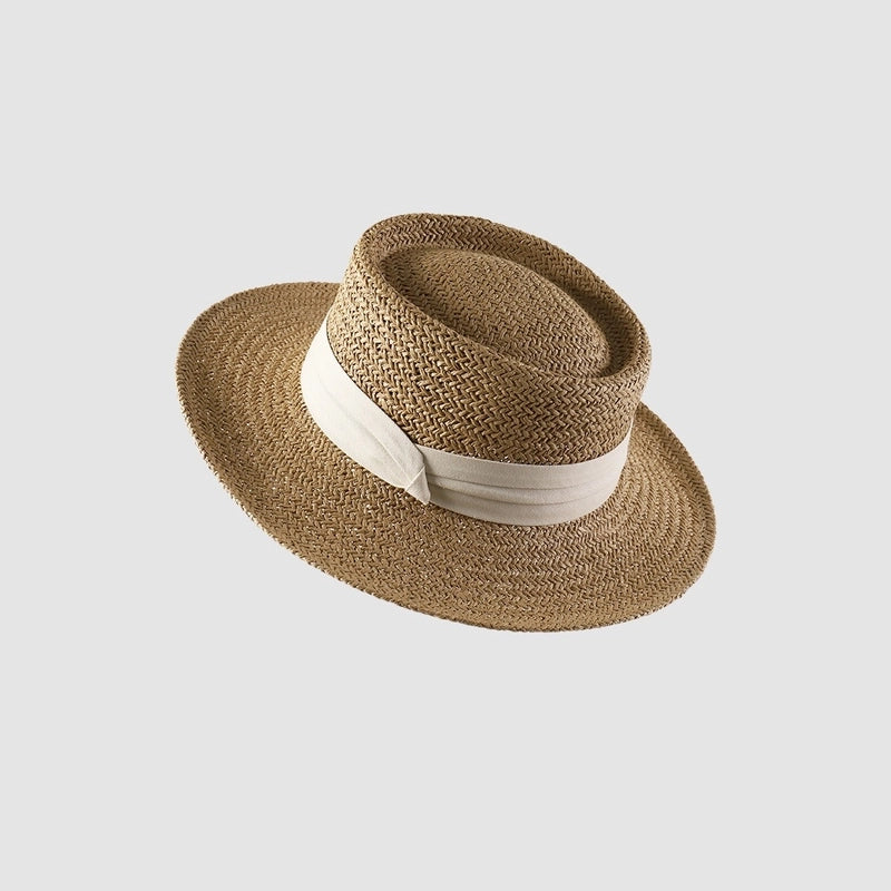 Women's Vacation Minimalist Letter Solid Color Big Eaves Straw Hat