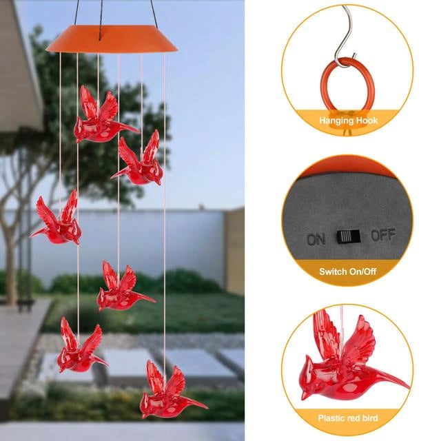 🎁Solar Cardinal Wind Chime Light