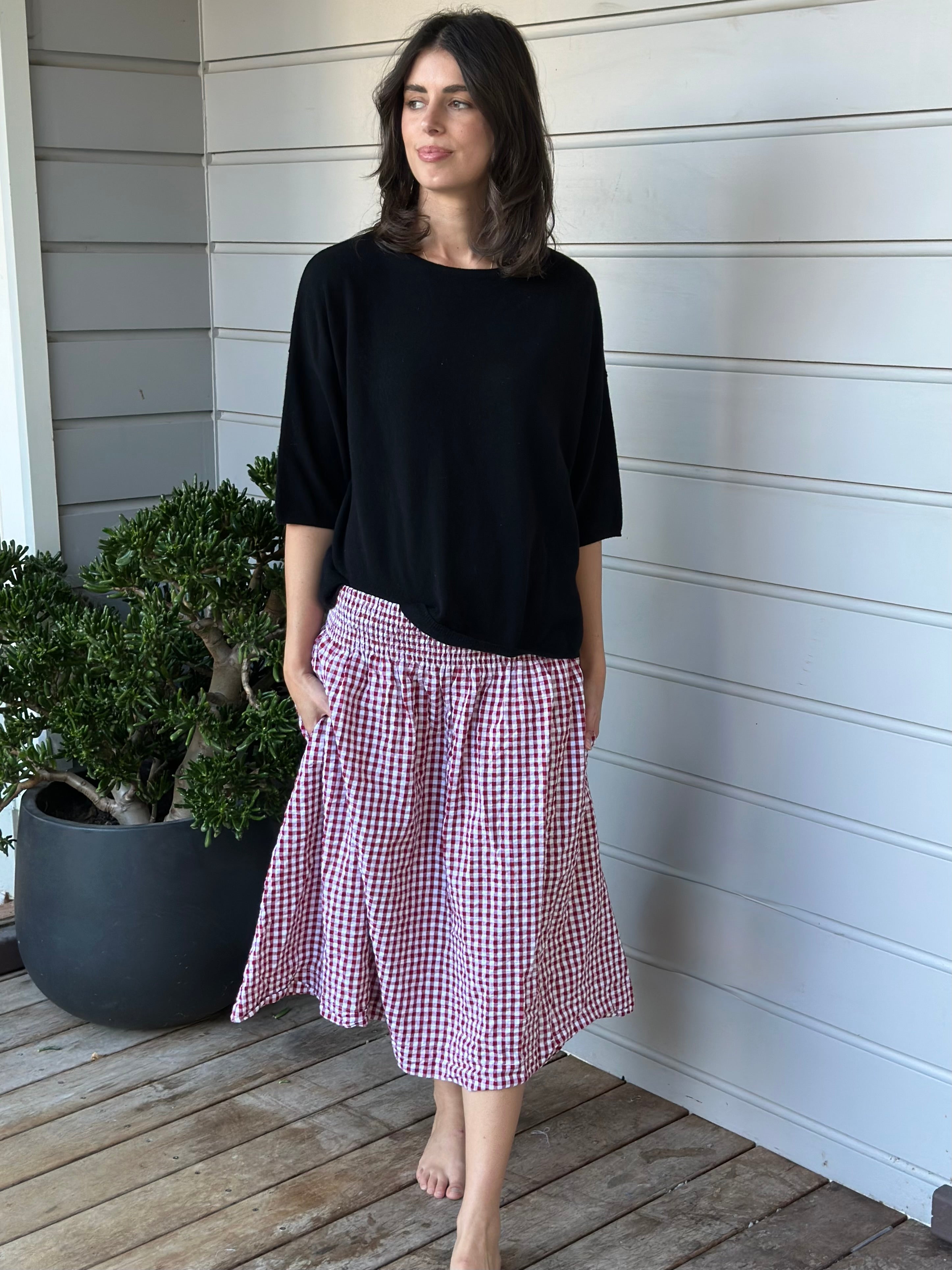 lola skirt -dark red gingham