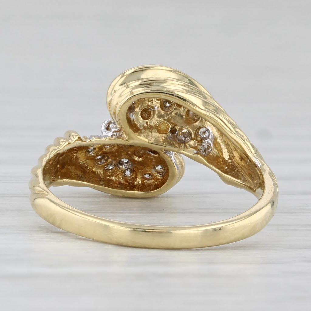 0.30ctw Diamond Flower Cluster Bypass Ring 18k Yellow Gold Size 5.75