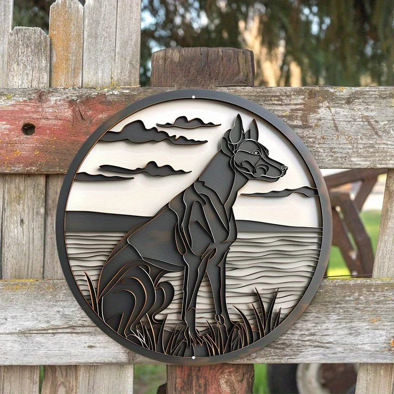 Artistic Dog Mask Round Aluminum Metal Sign for Home and Office Decor. Great Gift for Dog Lovers. Wall Art Home Decor