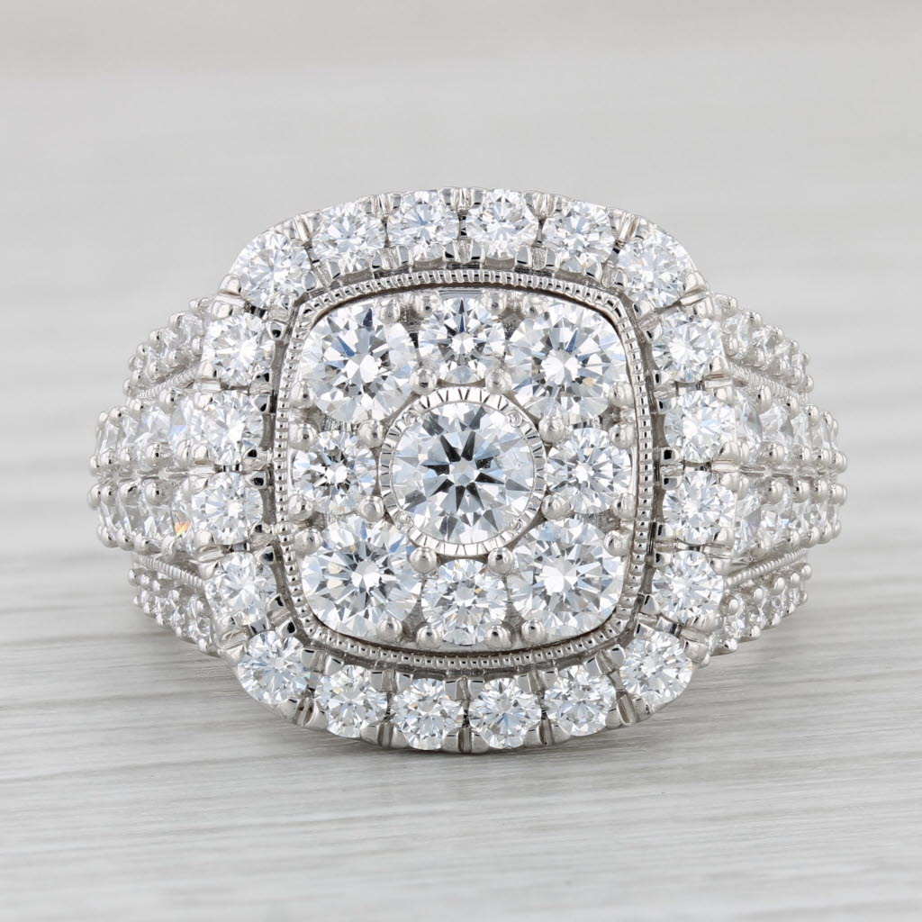 3.75ctw Lab Created Diamond Cluster Ring 10k Gold Bridal Engagement Cocktail