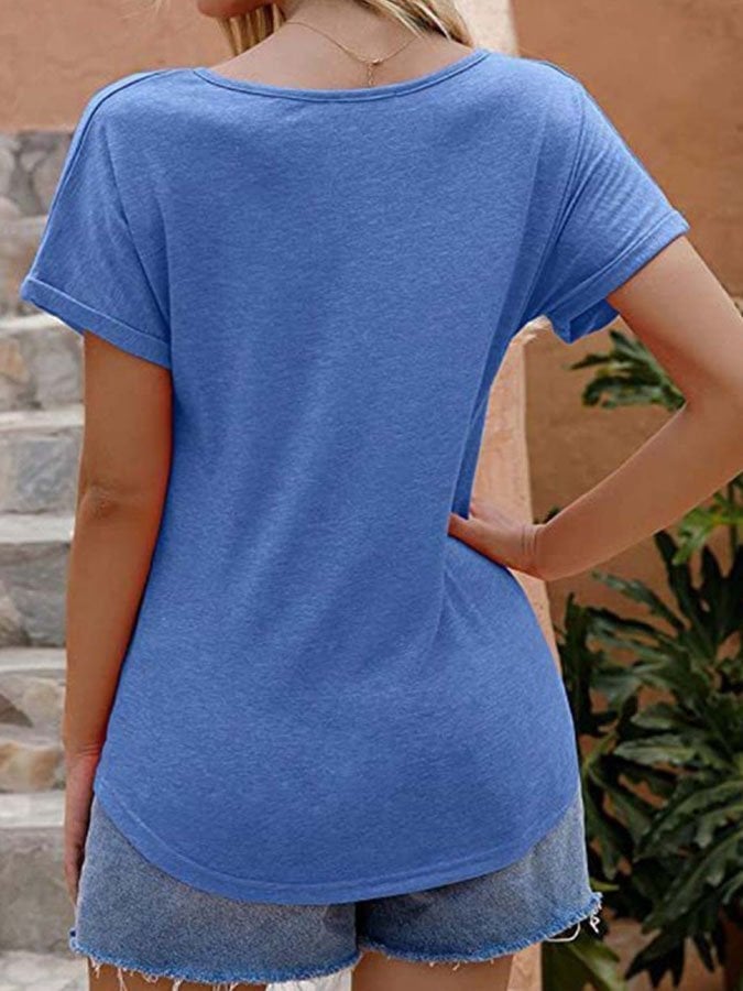 Loose V-Neck Short Sleeve T-Shirt
