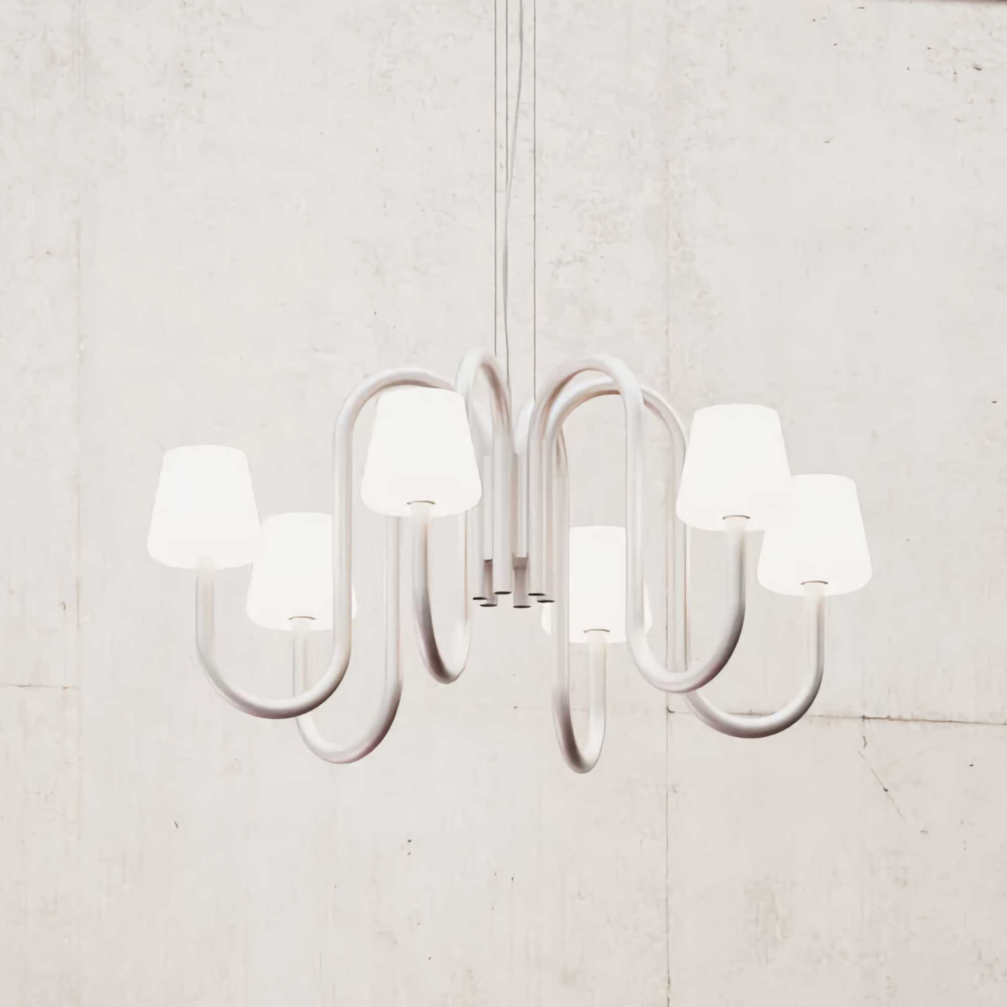HAY Apollo chandelier 745 (six arms). white opal glass