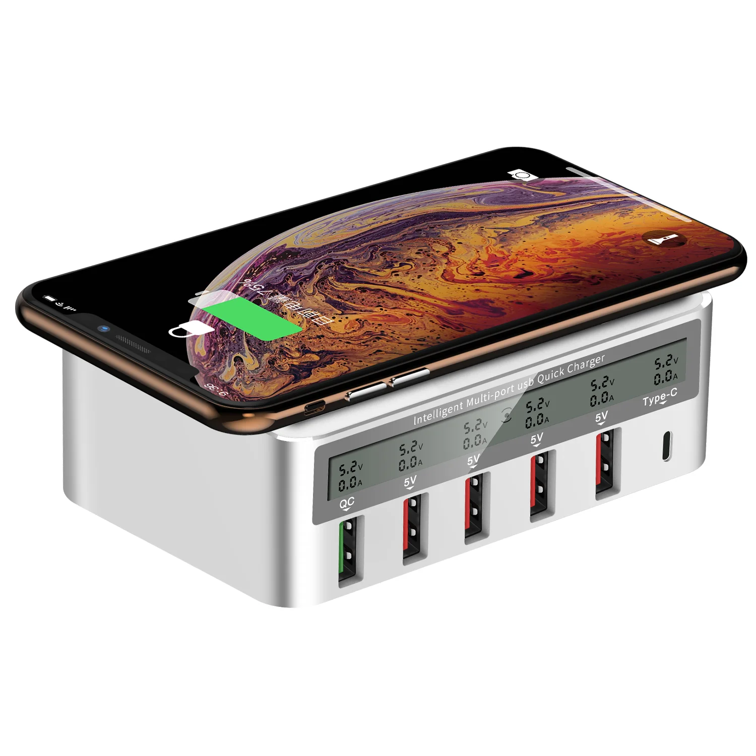 Charging at Low Temperature 100W Mobile Phone USB Power Adapter Wireless Multi Fast Charger Station