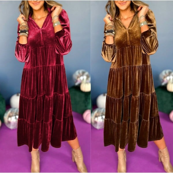 🎁Last Day 49% OFF--🔥V Neck Velvet Dress