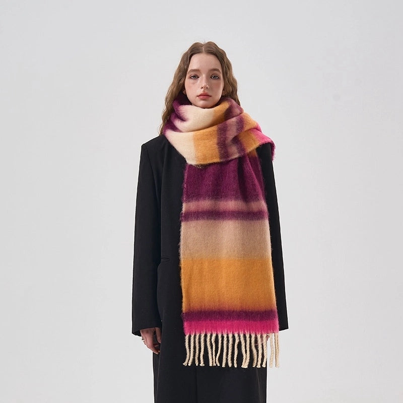 Women's Preppy Style Color Block Acrylic Printing Scarf
