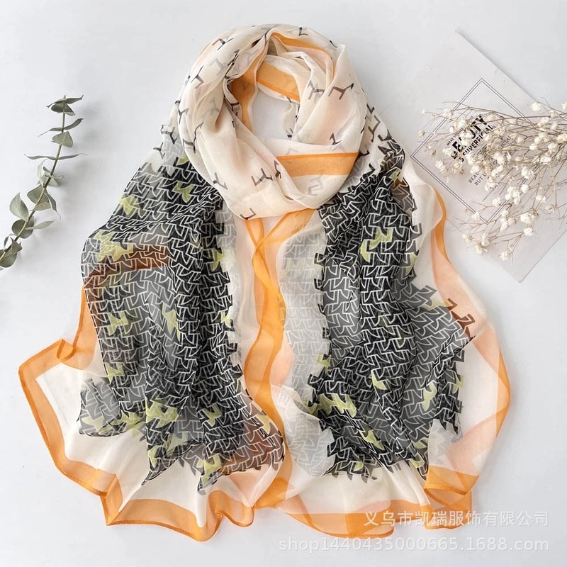Women's Vacation Color Block Floral Polyester Silk Scarves
