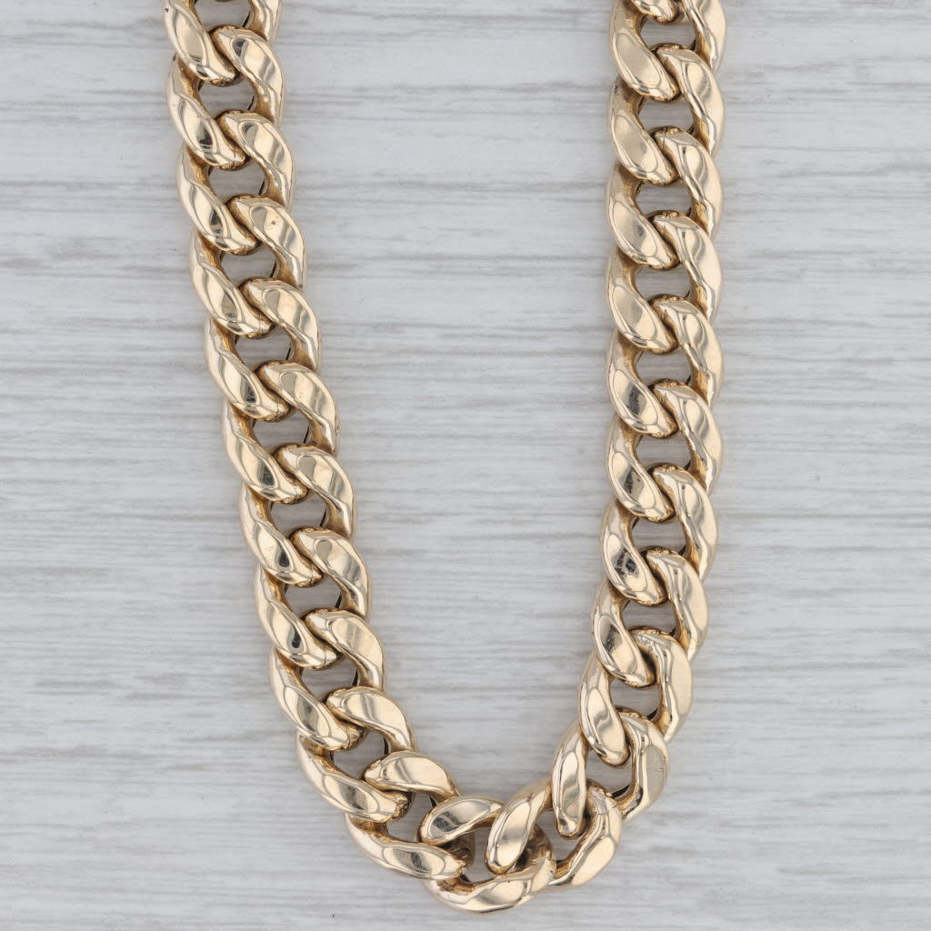 Cuban Curb Chain Necklace 10k Yellow Gold 22 9.6mm Italian