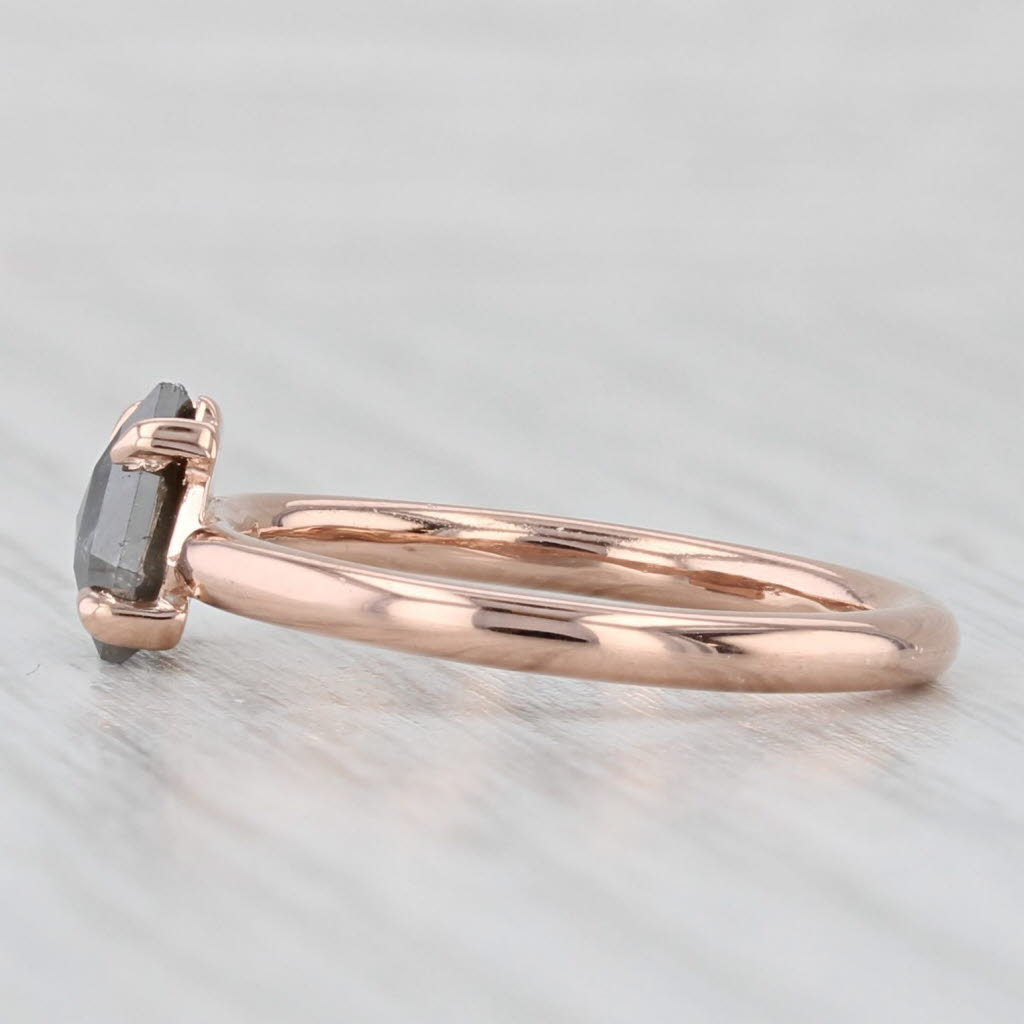New Custom 0.98ct Galaxy Diamond Solitaire Ring 14k Rose Gold Size 6 Shield Cut
