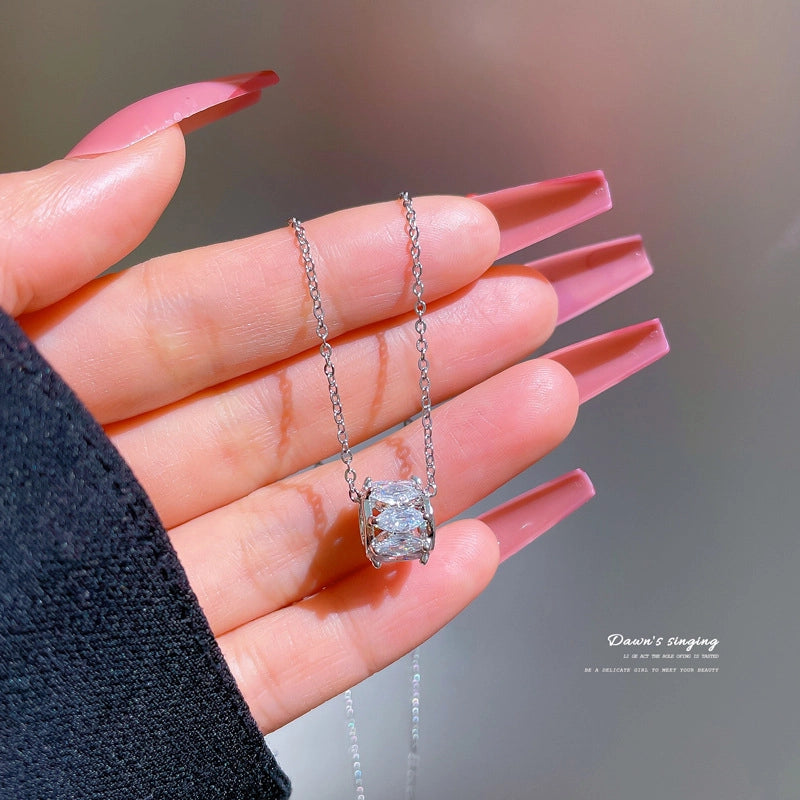 Fashion Geometric Titanium Steel Copper Plating Artificial Diamond Necklace