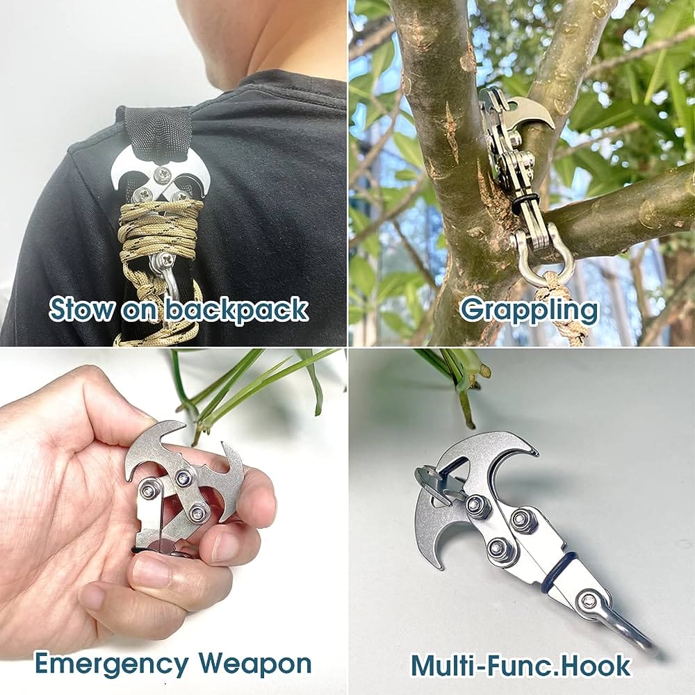 MULTIFUNCTIONAL OUTDOOR STAINLESS STEEL SURVIVAL FOLDING GRAPPLING HOOK