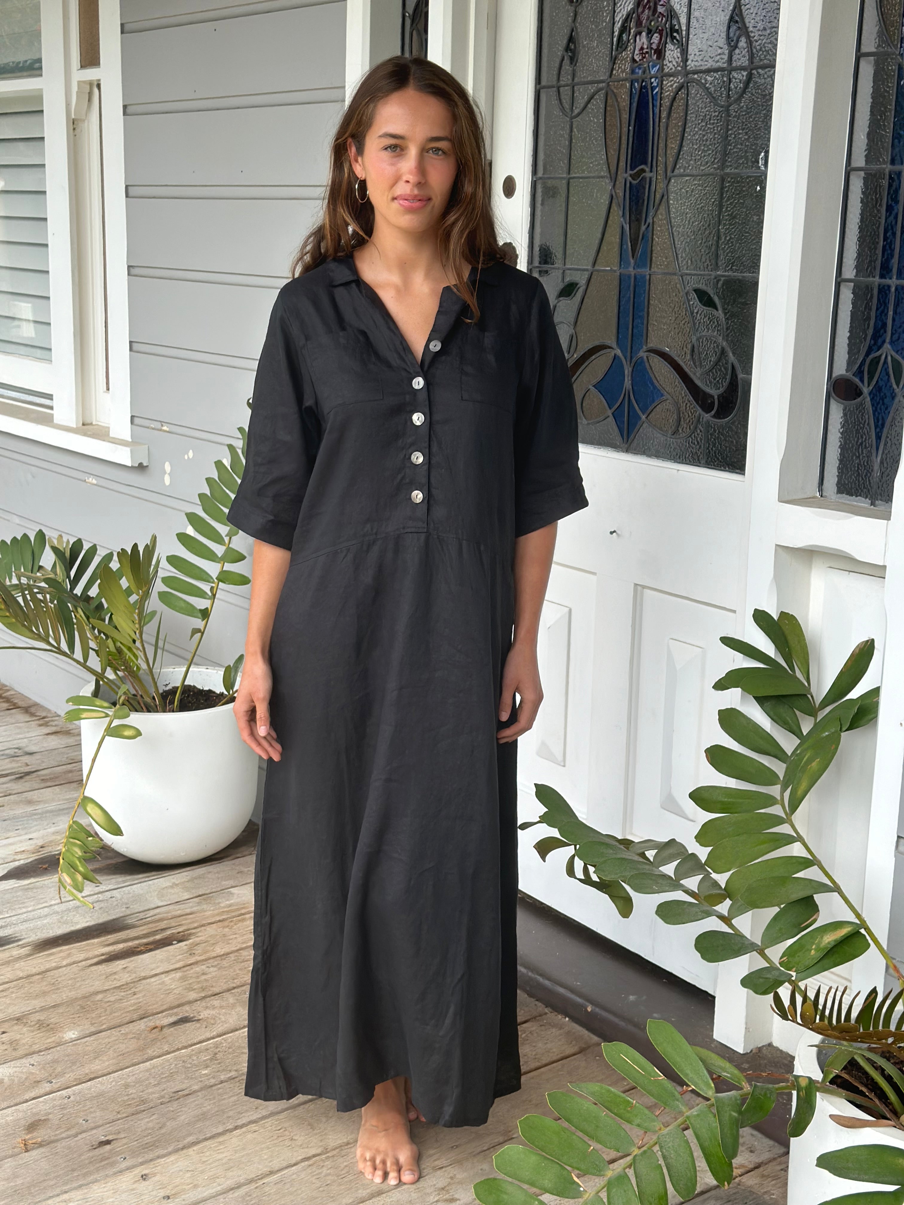 bridget dress - black linen
