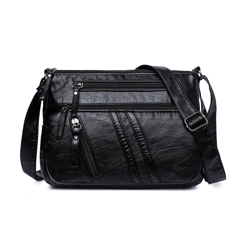 Women's Large Pu Leather Solid Color Streetwear Square Zipper Shoulder Bag Crossbody Bag