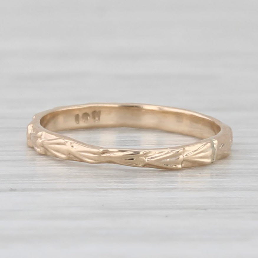 Floral Etched Baby Ring Small Size Vintage Band