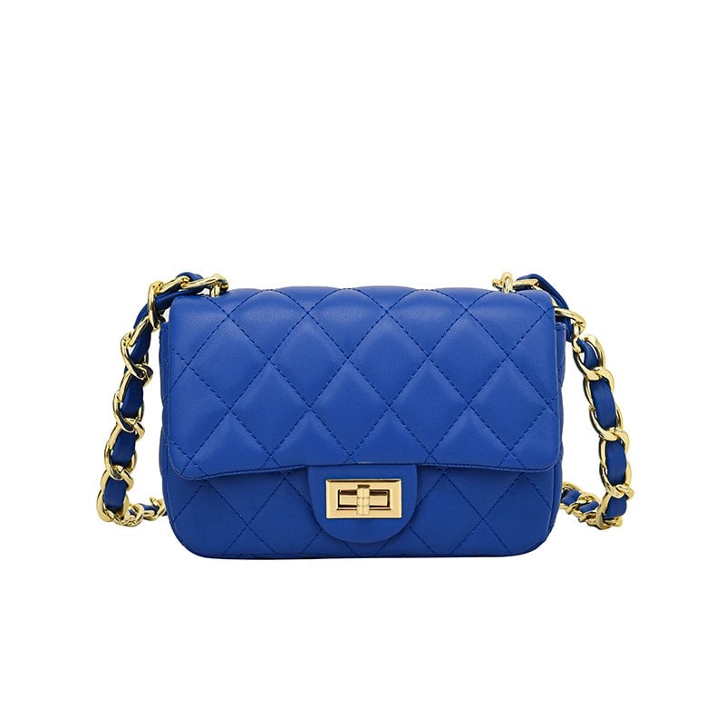 Women's Pu Leather Lingge Elegant Sewing Thread Square Flip Cover Shoulder Bag Crossbody Bag