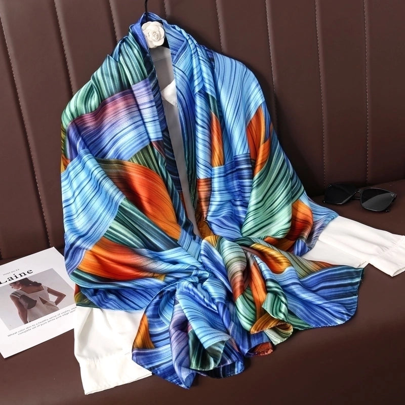 Women's Lady Leopard Satin Printing Shawl
