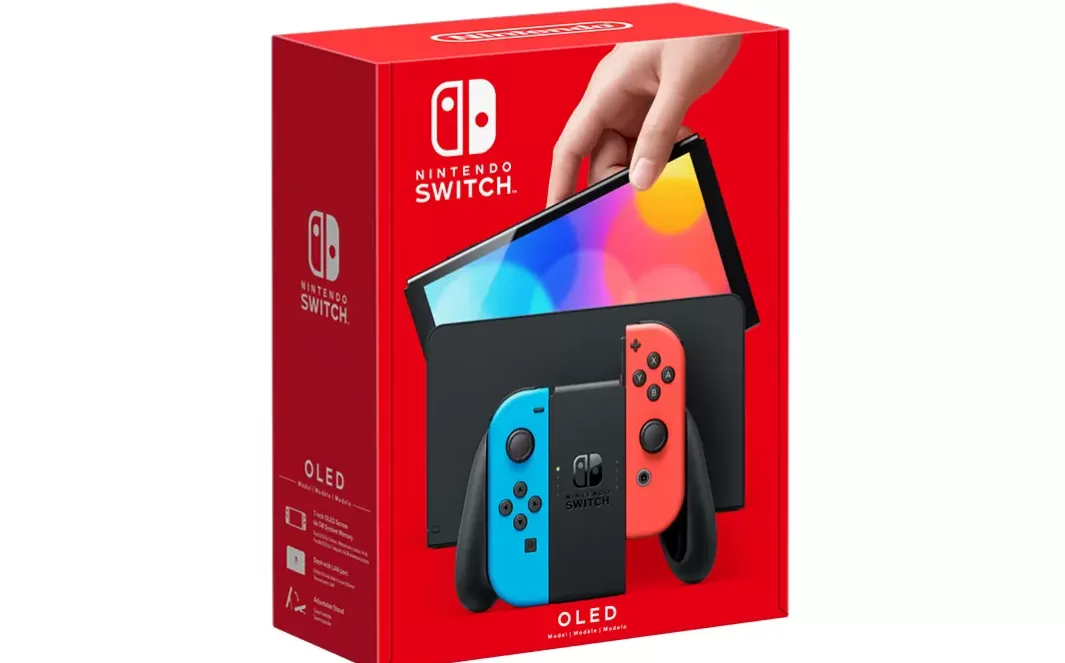 Nintendo Switch - Conjunto modelo OLED azul neón/rojo neón