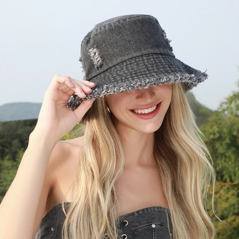 Women's Vintage Style Commute Solid Color Curved Eaves Bucket Hat