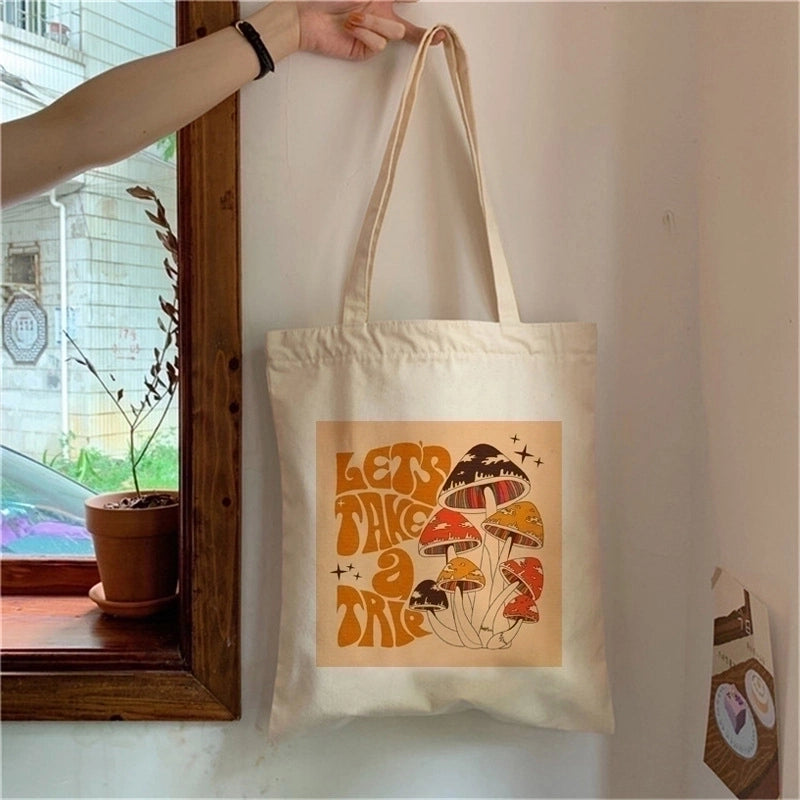 Women's Minimalist Flower Mushroom Shopping Bags