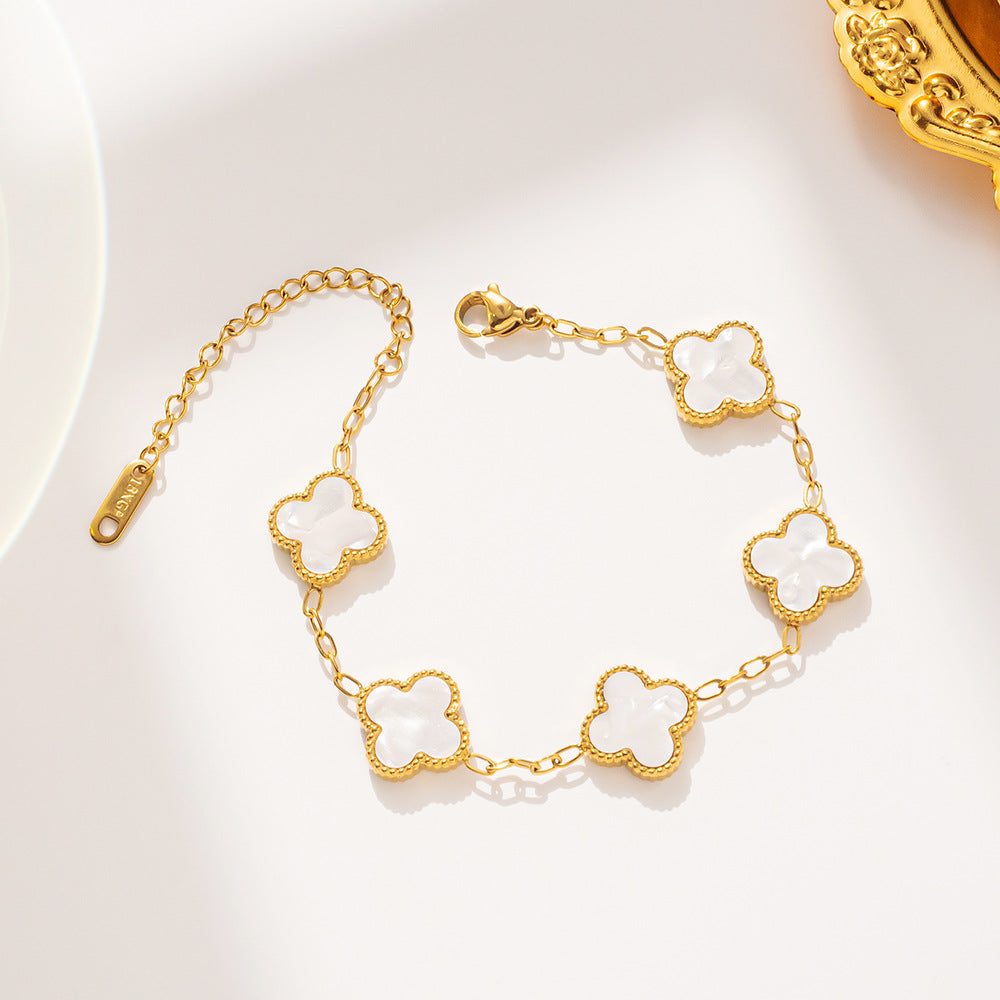 Moderate Luxury Letter Number Flower Stainless Steel 18K Gold Plated Necklaces