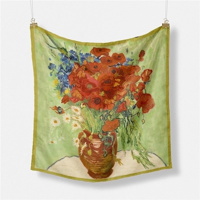 Women's Elegant Oil Painting Polyester Silk Scarf