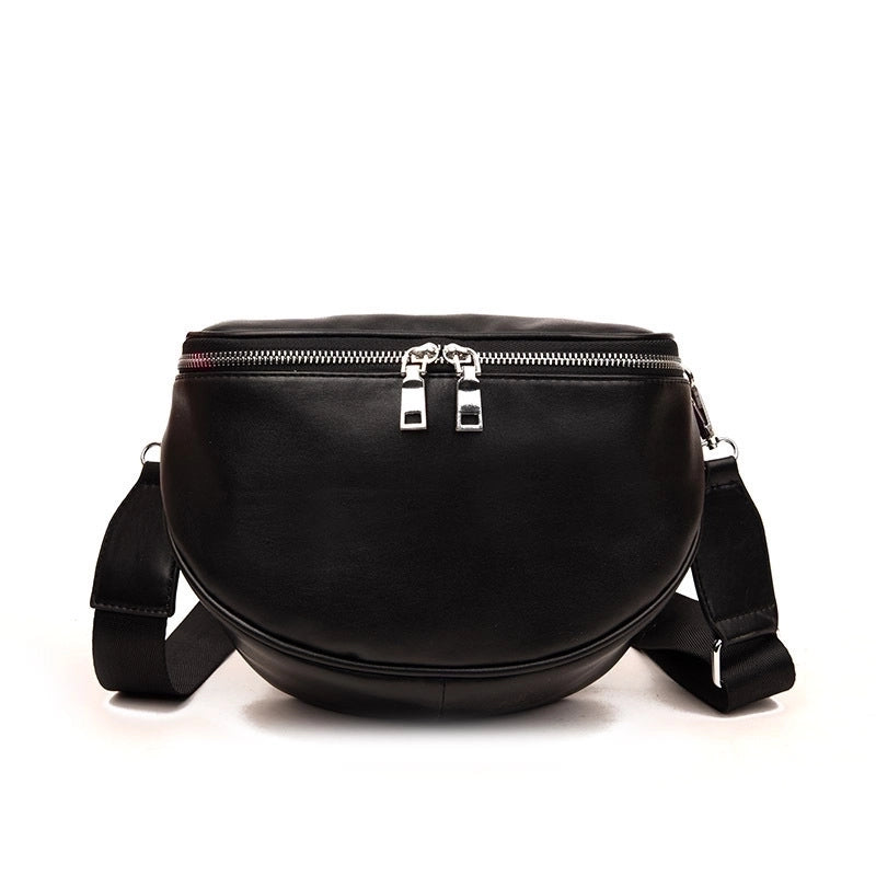 Medium Pu Leather Women's Fashion Large -capacity Soft Leather Crossbody Bag Semi -circular Saddle Bag
