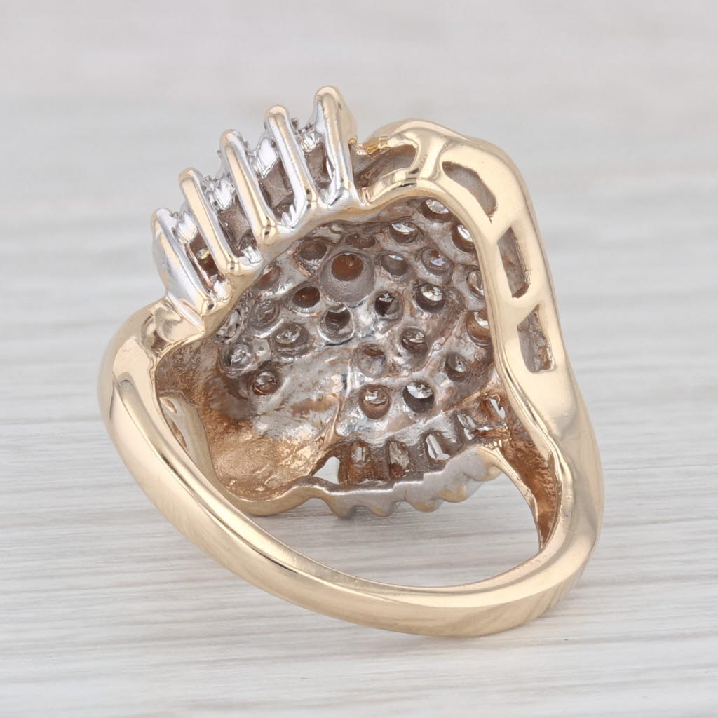 0.80ctw Diamond Cluster Ring 14k Yellow Gold Size 4.75 Cocktail