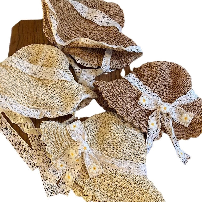 Women's Casual Elegant Flower Bow Knot Big Eaves Straw Hat
