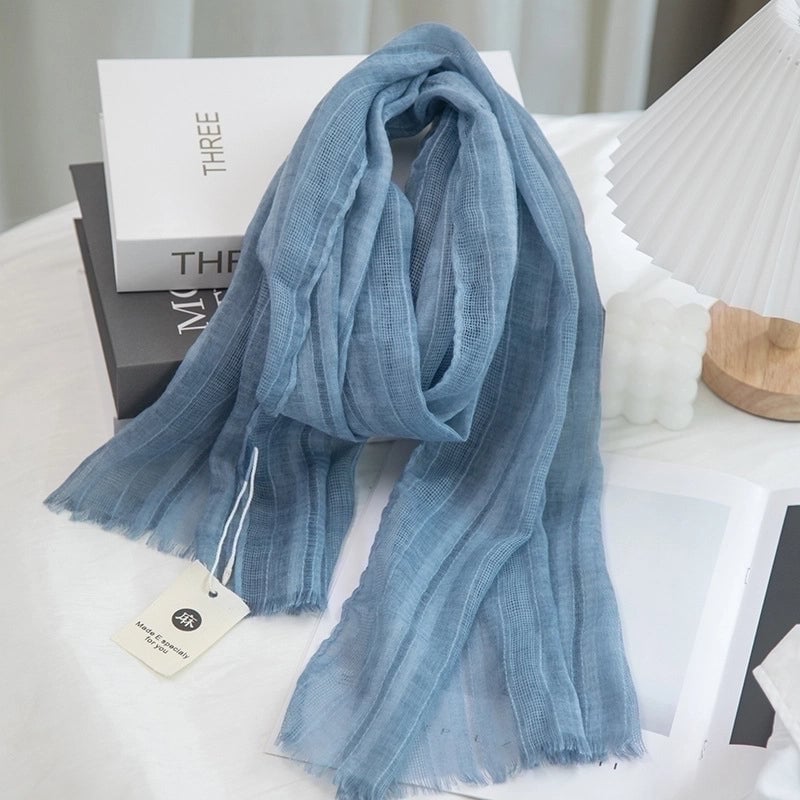 Women's Minimalist Solid Color Cotton And Linen Scarf