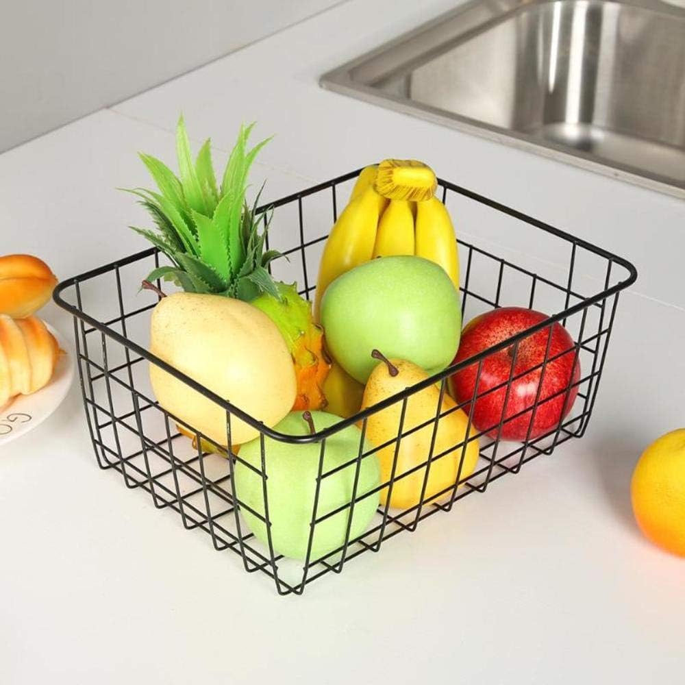 Metal Wire Storage Basket With Handle Cast Iron Art Fruits Vegetables Snacks Holder