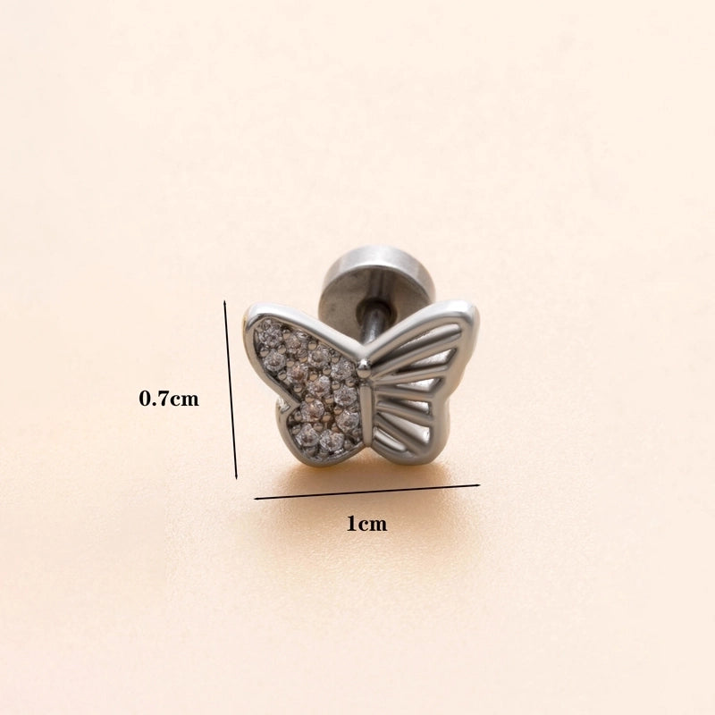 1 Piece Ear Cartilage Rings & Studs Minimalist Classic Style Heart Shape Snake Butterfly Copper Polishing Inlay Zircon 18K Gold Plated Ear Cartilage Rings & Studs