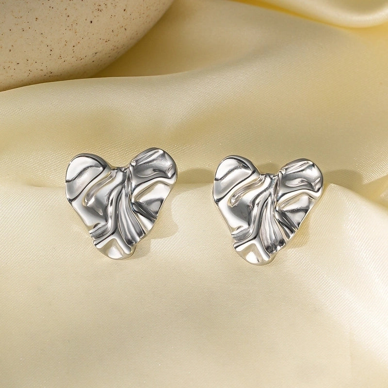 1 Pair Basic Minimalist Irregular Heart Shape Plating Titanium Steel Ear Studs
