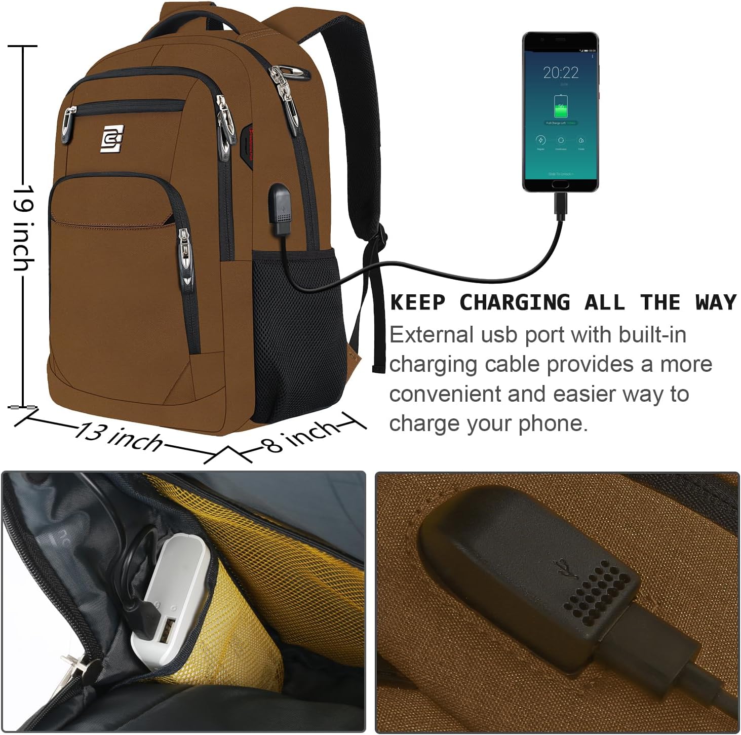 Laptop Backpack,Business Travel Anti Theft Slim Durable Laptops Backpack with USB Charging Port,Water Resistant College Computer Bag for Women & Men Fits 15.6 Inch Laptop and Notebook - Black
