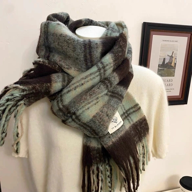 Women's Sweet Plaid Polyester Scarf