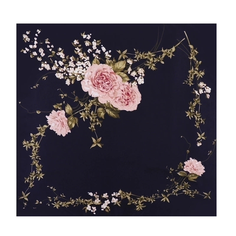 Women's Lady Flower Satin Printing Silk Scarf