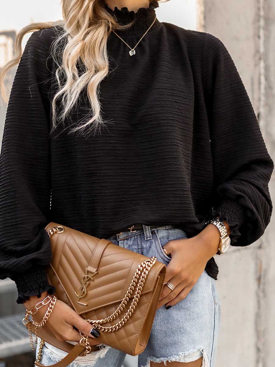 Versatile Loose Solid Color Blouse Shirt