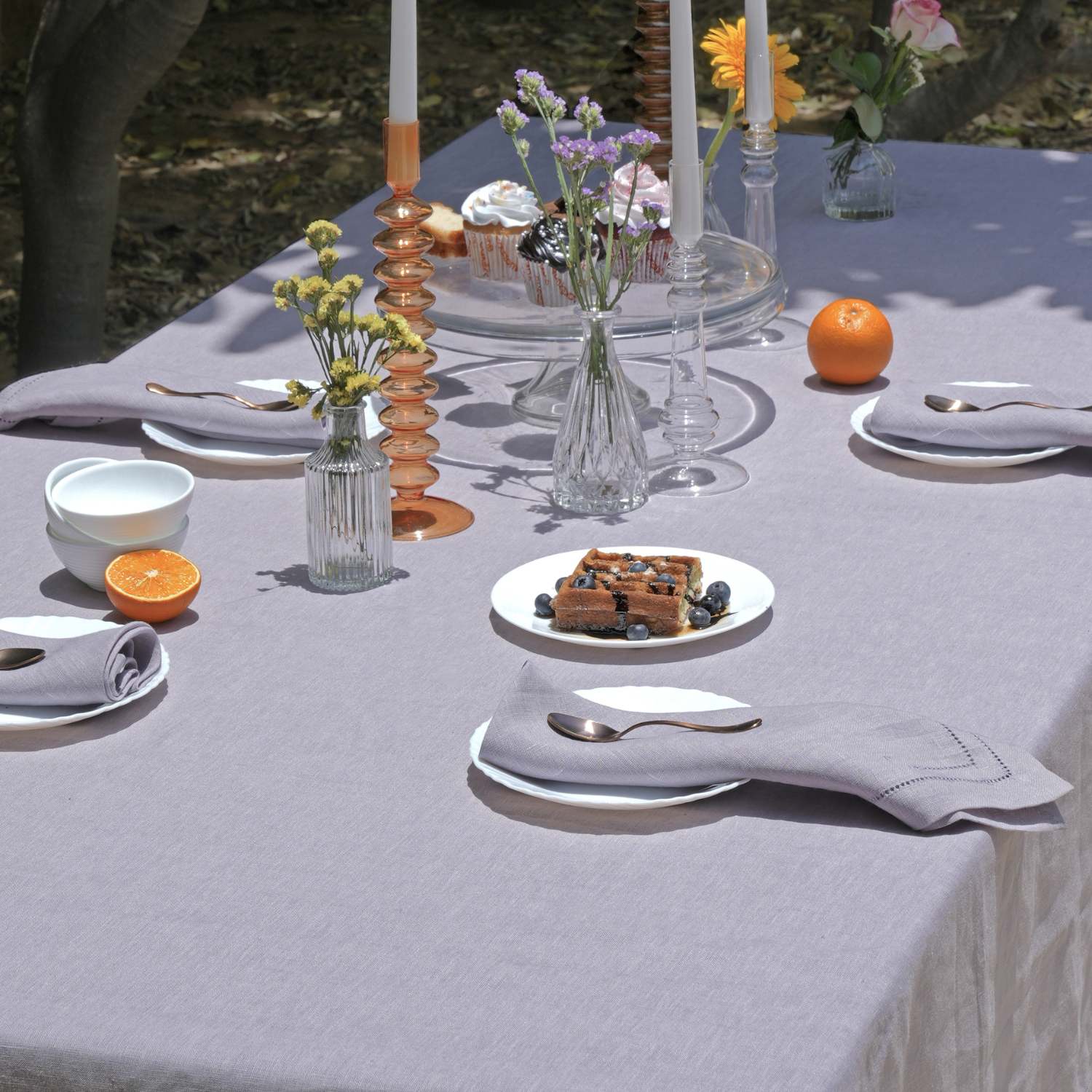 Lavender 100% Linen Incomplete Hemstitch Napkins