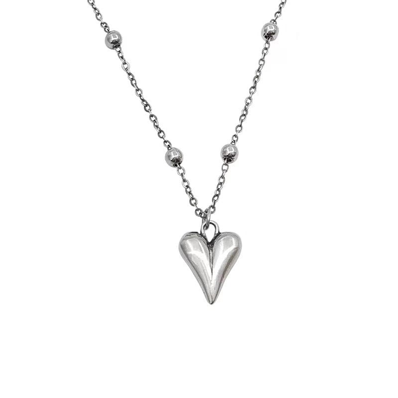 Titanium Steel Minimalist Polishing Heart Shape Pendant Necklace