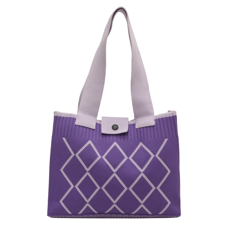 Women's All Seasons Fabric Color Block Classic Style Square Magnetic Buckle Shoulder Bag